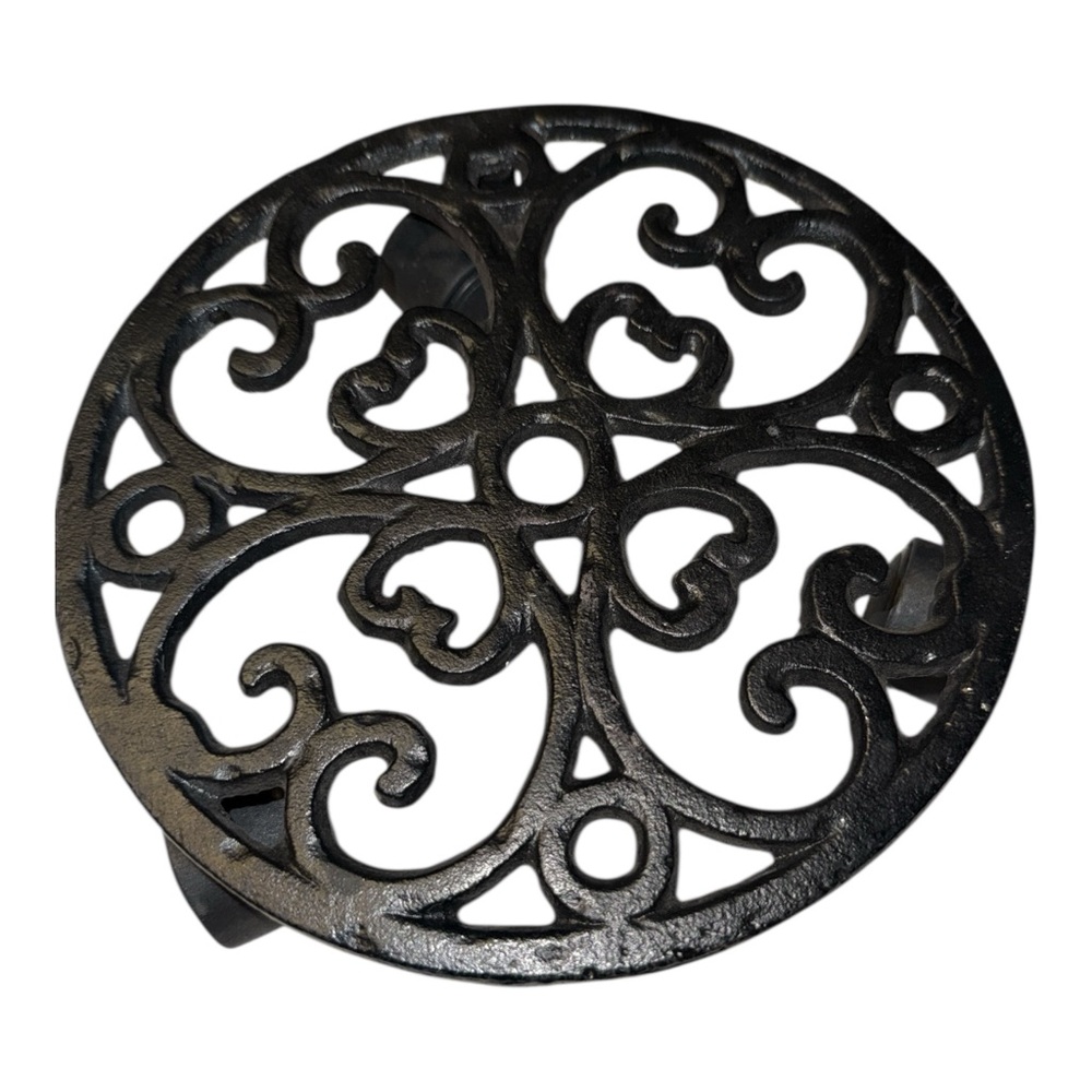 Wagner 8” Black Cast Iron Plant Caddy NWOT